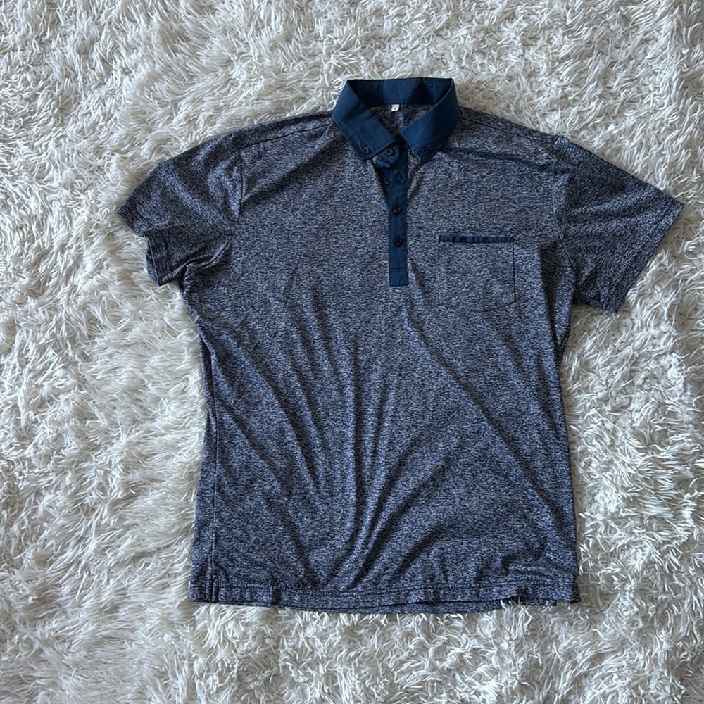 State & Liberty Men’s Polo Shirt “The Felix” Athletic Fit Sz Large- blue on blue